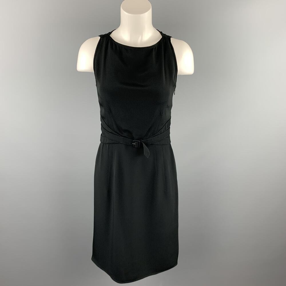 VALENTINO Size 6 Black Acetate / Silk Sleeveless Sheath Cocktail Dress